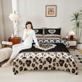 thumbnail image 4 of jejeloiu Cute Cartoon Loves Full Size Comforter Sets,Kawaii Leopard Print Bedding Comforter Set,Black Brown Bedding Sets For Teens,Super Cozy Room Decor Reversible,3 Pieces, 4 of 8