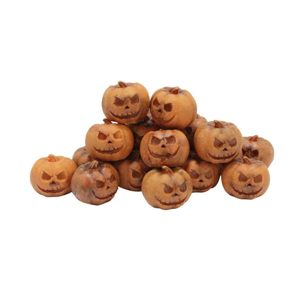 20 piezas Mini calabaza cabeza de fantasma adornos de Halloween interior hogar jardín paisaje arreglo calabazas de resina para decorar