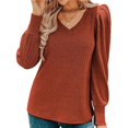 thumbnail image 2 of Suéteres de Mujer, Blusas Tipo Túnica de Larga con Cuello en V y Estilo Casual Naranja S, 2 of 7
