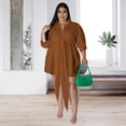 thumbnail image 2 of AURA Women Plus Size Lace Shirt Dress Sexy Solid Color Mini Dress 3 4 Sleeve Irregular Hem, 2 of 7