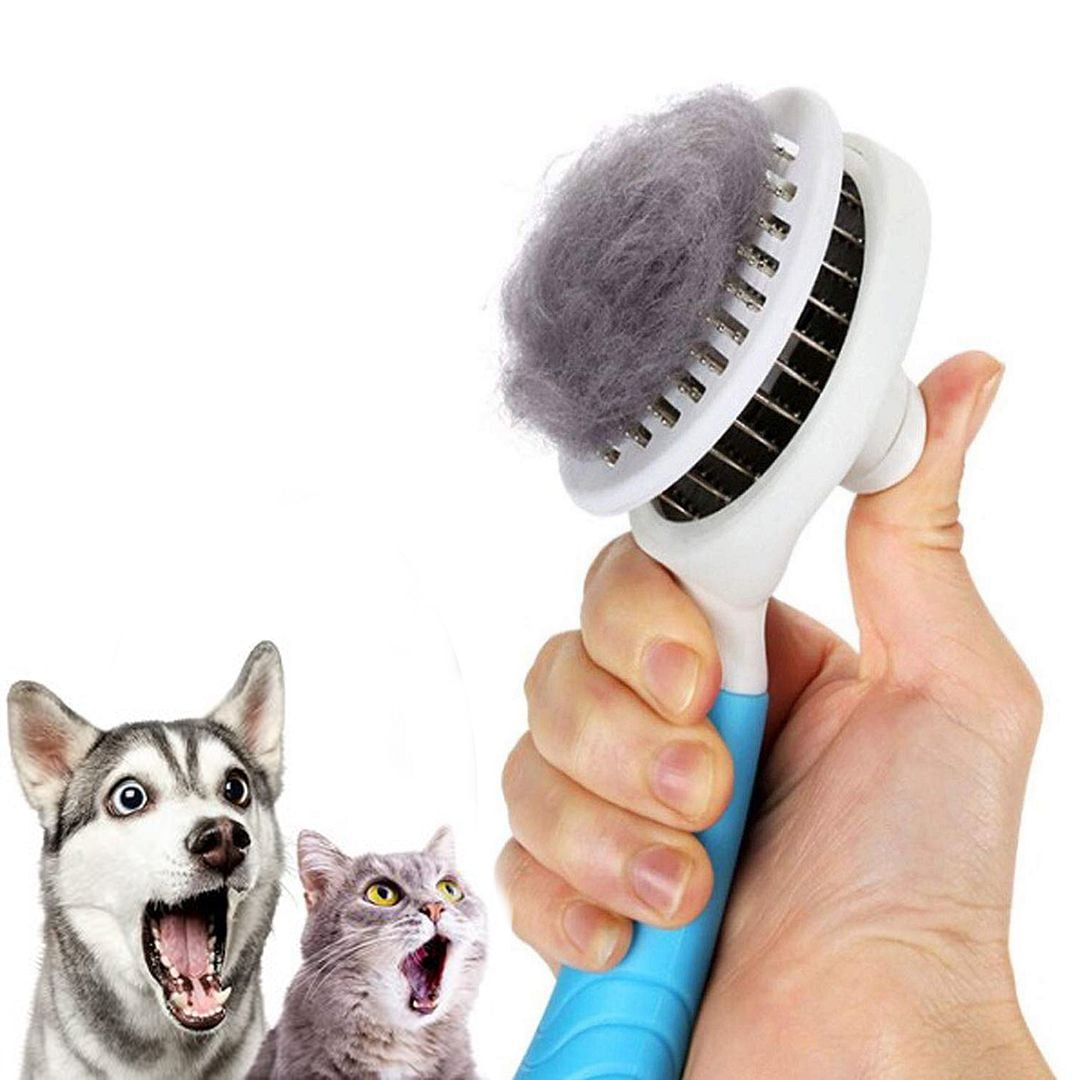 Cyberpaws Slicker Brush For Dogs & Cats - Self-Cleaning, Large Size, Gentle Massage Bristles