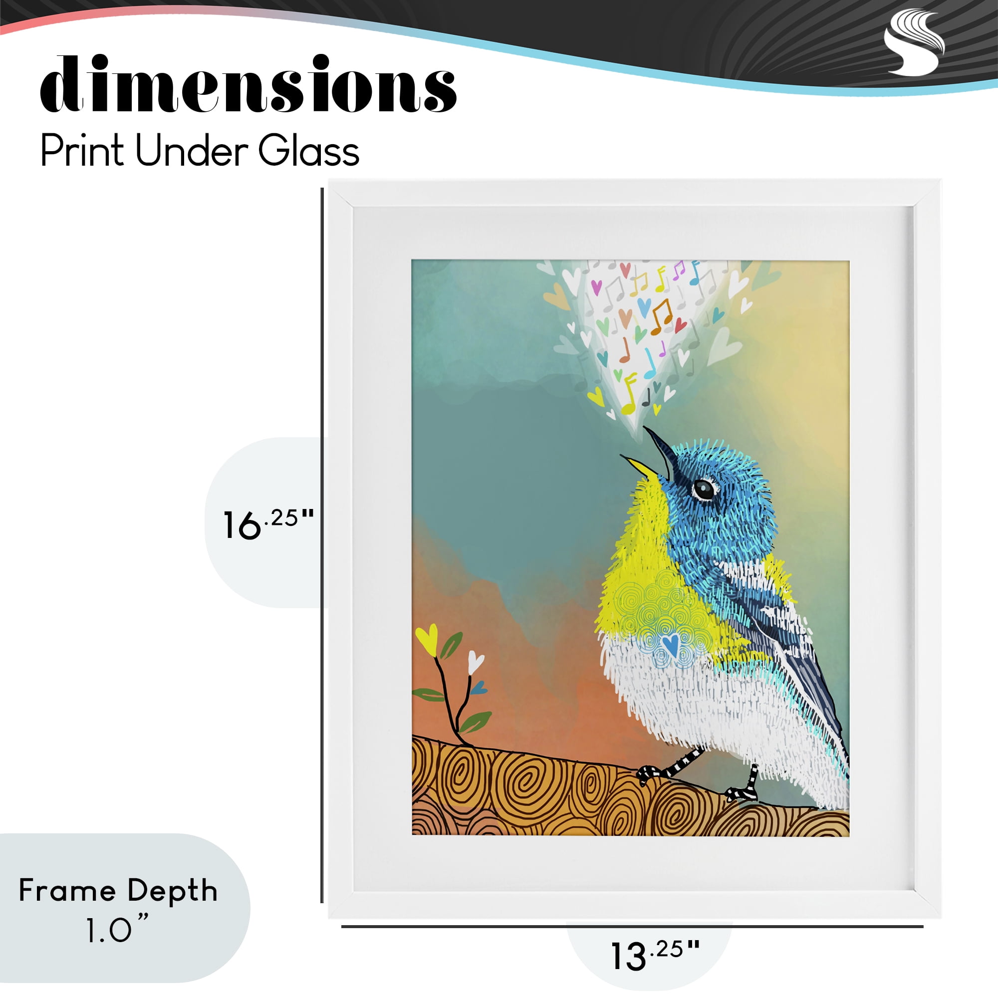 Stupell Industries Dream Chaser Songbird White Framed Print Under Glass, design by Suzanne Millius