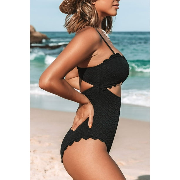 Cupshe Women's One Piece Swimsuit Cutout Scallop Trim Bathing Suit