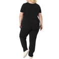 thumbnail image 3 of Agnes Orinda Women's Plus Size 2 Piece Outfit Short Sleeve V Neck Blouse with Sweatpants Joggers Sports Suit 1X Black, 3 of 6