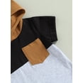 thumbnail image 6 of Coduop Infant Baby Boy Outfit Set Color Block Short Sleeve Hooded Tops and Casual Shorts Tracksuit, 6 of 9