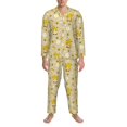 thumbnail image 3 of Fotbe Cute Bee Gnomes Pijama de Hombre con Estampado de Manga Larga, Conjunto de 2 Piezas, Ropa de Dormir Suave y Cómoda con Bolsillos-XX-Large, 3 of 7