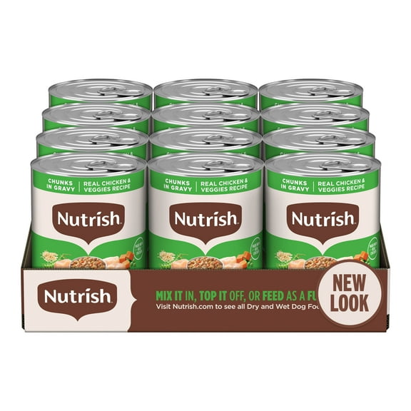 Nutrish Real Chicken & Veggies Recipe Whole Health Blend Chunks in Gravy Wet Dog Food, 13 oz. Can, 12 Count (Rachael Ray)