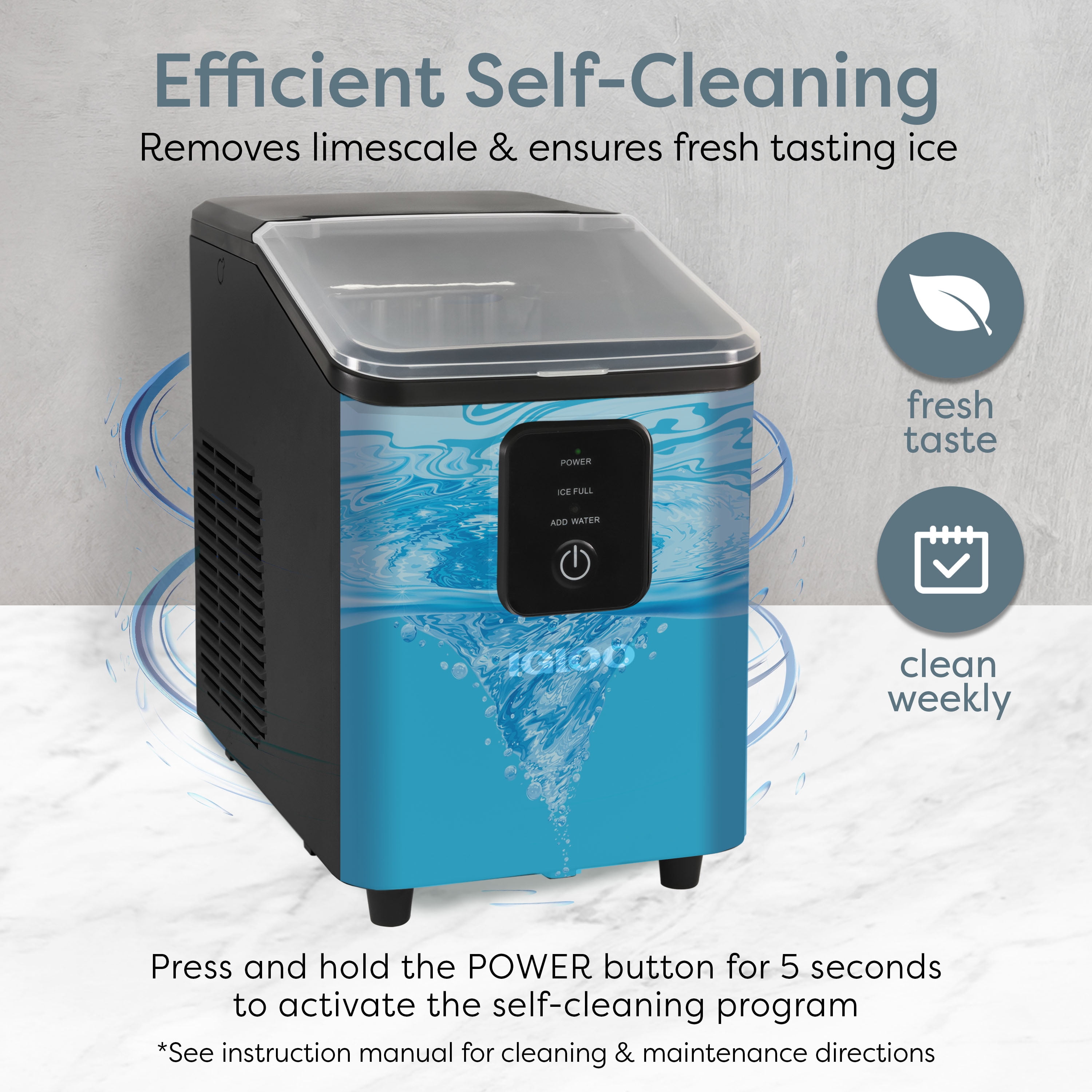 Igloo Automatic Ice Machine, Self-Cleaning Countertop Ice Maker with Ice Scoop and Basket, Black