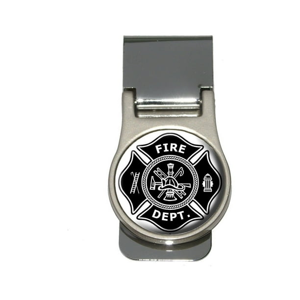 Graphics and More Firefighter Firemen Maltese Cross Black Money Clip