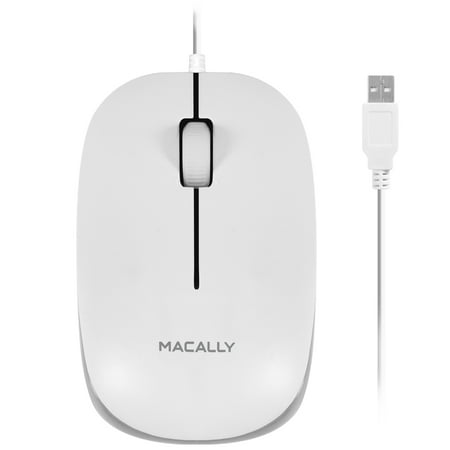 Macally USB Wired Computer Mouse with 3 Button, Scroll Wheel, 5 Foot Long Corded, Compatible with Windows PC, Apple Macbook Pro/Air, iMac, Mac Mini, Laptops