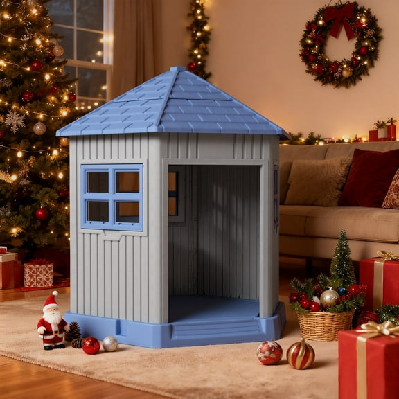 ENNSOO Durable Dog House Indoor Outdoor for Small Medium Dogs, Weatherproof Puppy Shelter with Elevated Floor & Air Vents