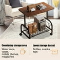thumbnail image 6 of Mobile Rolling Cart Side Table with Mesh Shelves Living Room Storage Nightstand Coffee Table Compact Furniture 21.26x16.93x11.81in(Coffee), 6 of 6