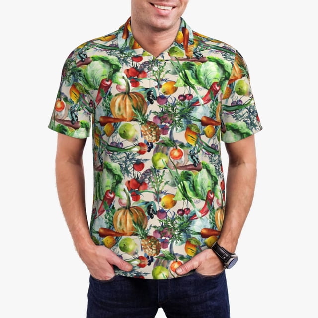 Balery Vegan1 Camisa Polo de Hombre con Estampado, de Manga Corta y Tejido Medio, Camisa Tipo Golf Polo-Small