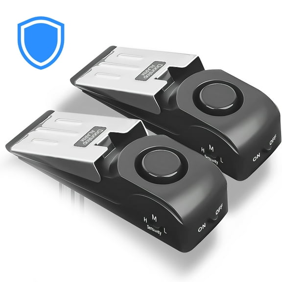 2 Pack Hanonwoven Door Stopper Alarm with 120dB Alert, Portable Security Wedge for Home, Hotel, and Travel (Black)