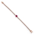 thumbnail image 3 of Gem Stone King 18K Rose Gold Plated Silver Red Created Ruby and White Moissanite Tennis Bracelet for Women (4.63 Cttw, Gemstone Birthstone, Heart Shape 8MM, 7.25 inch), 3 of 6