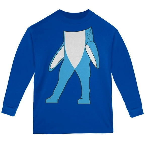 Halloween Left Shark Body Costume Youth Long Sleeve T Shirt Royal YXL