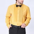 thumbnail image 7 of IROINNID Men Pleated Front Turndown Collar Button Front Long Sleeve Tuxedo Dress Shirt with Matching Bow Tie formal Wedding Banquet Ceremony Top(Yellow,S), 7 of 7