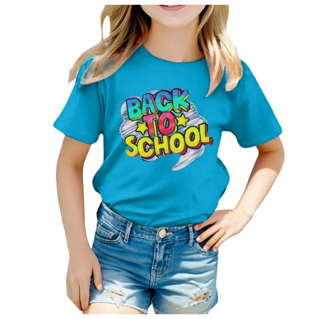 

Kids School Season Back To School Season Printed Casual Short Sleeve Top T Shirt Sports Baby Girl Clothes