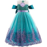 Quenny New Mermaid lace Princess Dress,Girls' Summer Dress,Catwalk Show Princess Dress.  Green, Medium-(4-5 Years)
