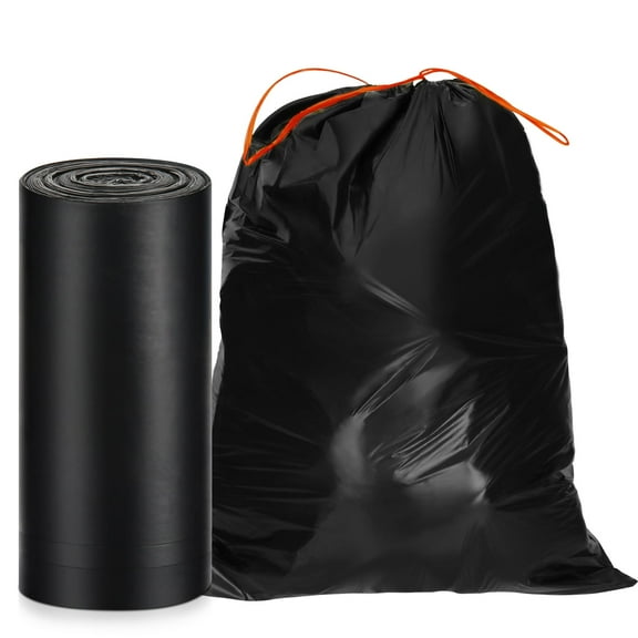 VacYaYa 33Gallon Size 30 Counts Black Garbage Bags Large Capacity Kitchen Drawstring Trash Bags