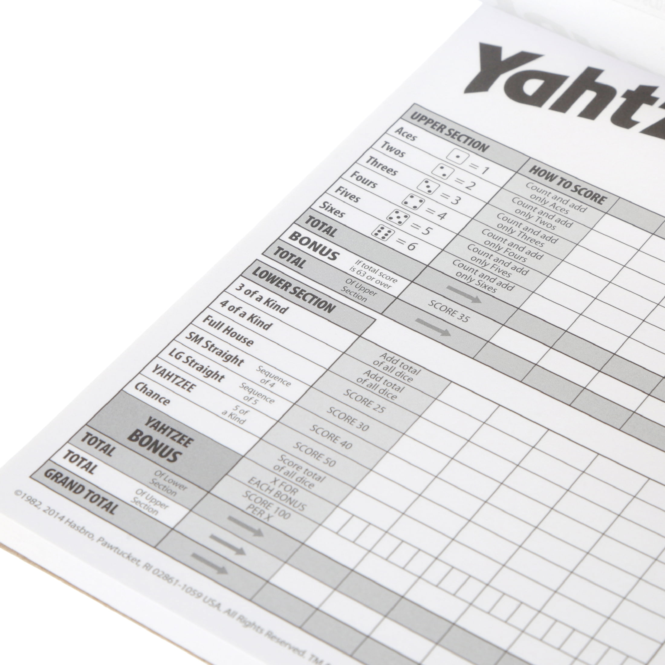 Yahtzee Score Cards, Card Game for Kids Ages 8 and Up, for 2 or 