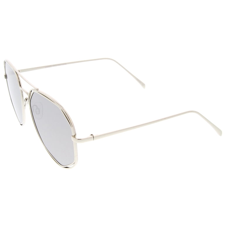 ❤️^ ^❤️ zeroUV Unisex Geometric Hexagonal Metal Frame Colored Mirror Flat