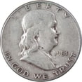 thumbnail image 1 of 1951 S Franklin Half Dollar F Fine 90% Silver 50c US Coin Collectible, 1 of 2