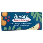 Amara Organic Baby Food Oats Mango N Strawberry, No Added Sugar, Stage 2, 5 Individual Servings