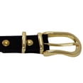 thumbnail image 3 of Men Or Womens Skinny Black Latigo Leather Belt Light Gold Buckle Set, 3 of 4