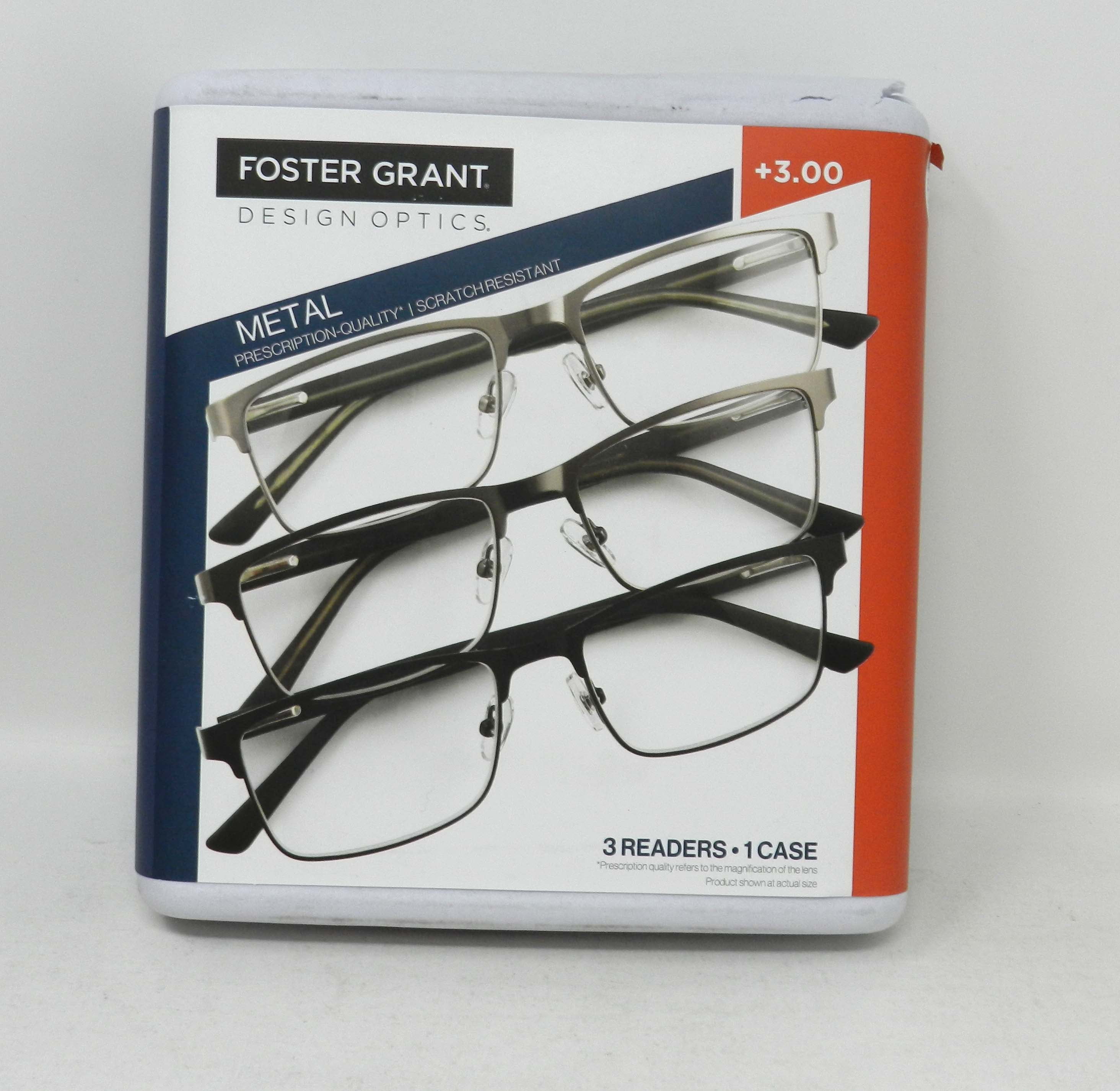 Design Optics By Foster Grant Kyne Full Metal Square +3.00 Reading
