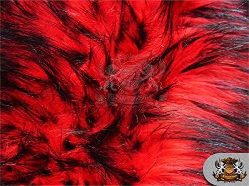 Faux Fur Long Pile ALASKAN HUSKIES Red Fabric / 58" Wide / Sold by the yard