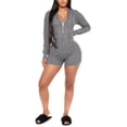 thumbnail image 2 of Gvmfive Women's Long Sleeve Hooded Jumpsuit Shorts Knitted Romper Lounge Wear Sleepwear, 2 of 4