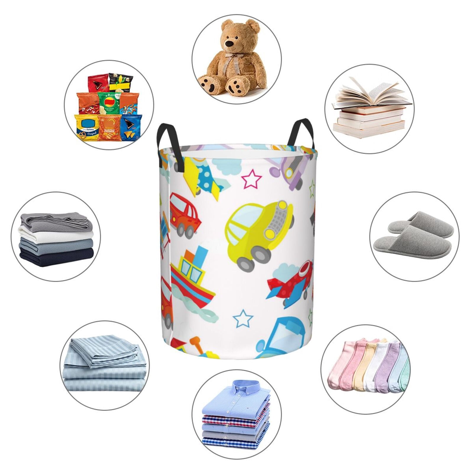 Large Laundry Basket with Handles - Cute Transport Kids Baby Dirty Clothes Laundry Hamper for Bedroom Aesthetic
