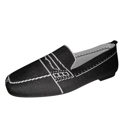 

nsendm Womens Shoes Casual Dress Flats Flat Fly Shallow Toe Sngle Round Women s Woven Barefoot Shoes Women Casual Black 7.5