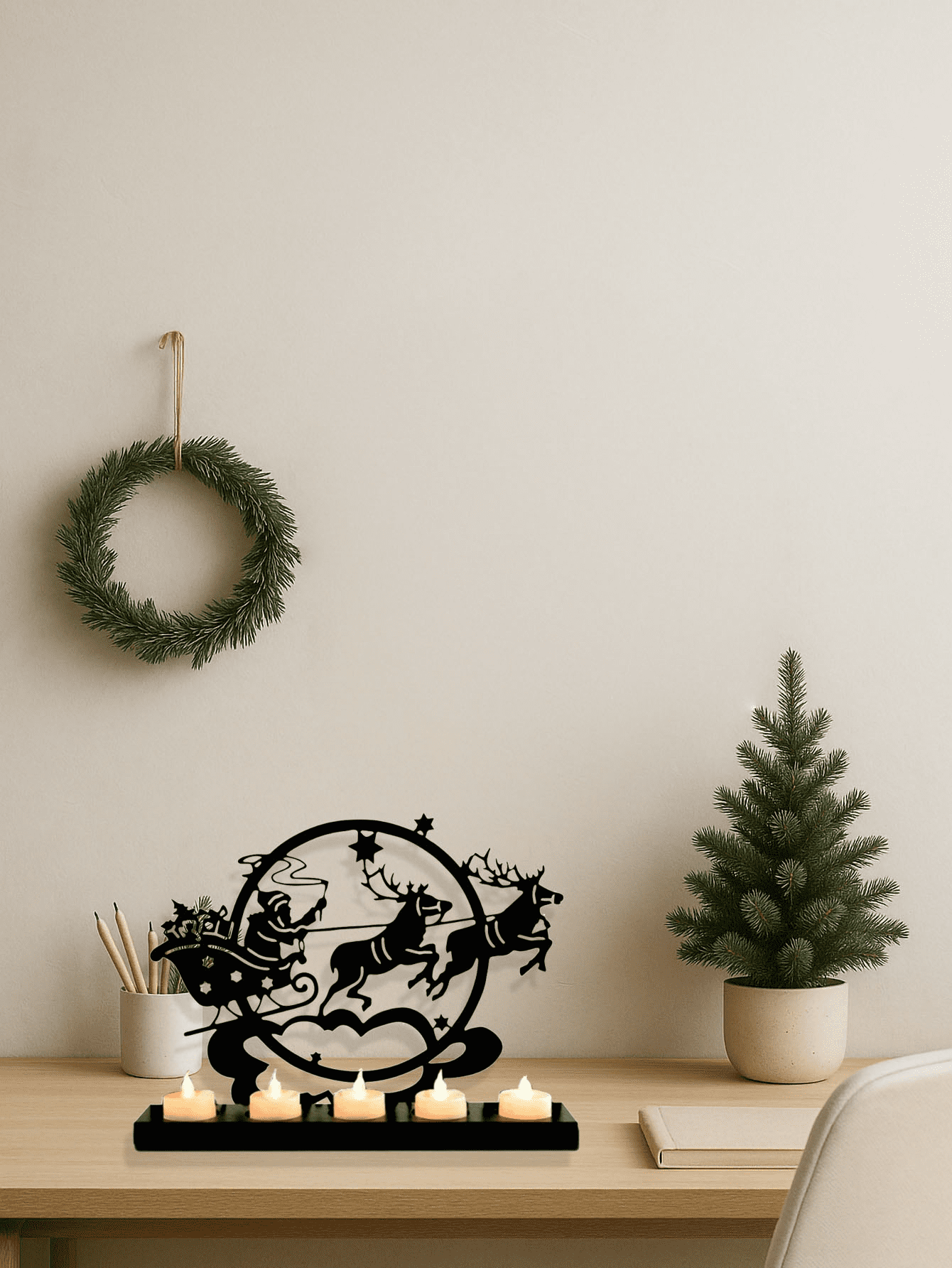 Vintage iron Reindeer Candle Holder for Christmas Table and Mantel Decor