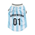 thumbnail image 2 of FENGGHAO Blue and White Argentina Dog Soccer Jersey, Breathable Pet Sportswear with Striped Design, Loose Fit Athletic Shirt for Dogs and Cats, 2 of 7