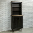 thumbnail image 2 of 78-inch Tall Lodge Style China Cabinet with 3 Display Shelves, 2 Doors, and 4 Legs, 2 of 3