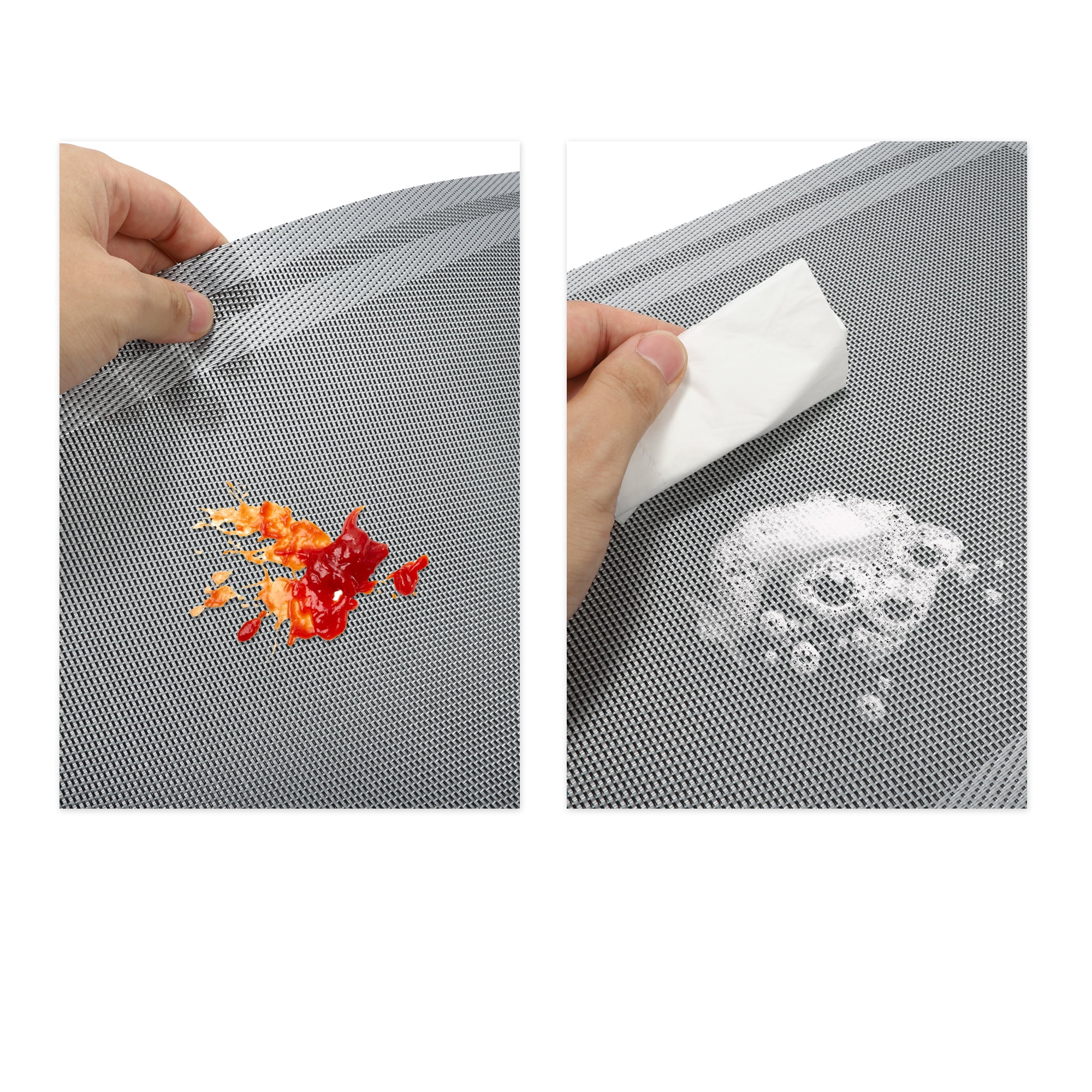 Unique Bargains 4 Pcs Double Frame Placemats PET Place Mats for Kitchen Dining Gray