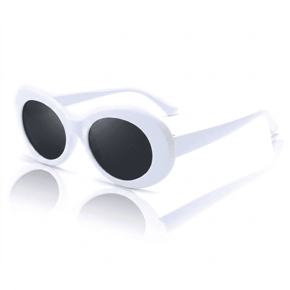 White Oval Clout Goggles Women Men Retro Round Rimmed Costume Frame Bold Retro Oval Mod Thick Frame - Y2k Style