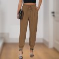 thumbnail image 3 of Pantalones casuales de mujer con cordones Pantalones de ocio Bolsillo de color sólido Pantalones de dama de oficina FLhrweasw Nuevo, 3 of 7
