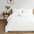 thumbnail image 2 of 5 Piece New Half Pinch Pleated Pattern Comforter Set, 800 TC, 100% Egyptian Cotton, Oversized Super King Size White Solid, 2 of 6