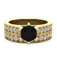 thumbnail image 4 of Black Diamond Wedding Ring Set Round Cut Black Diamond Ring Accented 14K Gold 1.10 Carat, 4 of 5