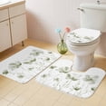 thumbnail image 2 of Sage Green Flowers Bath Mat 3 Piece Bathroom Rug Set, Watercolor Retro White Floral Leaves Non Slip Bath Rug Contour Mat and Toilet Lid Cover, Absorbent Shower Mats Soft Bath Rugs and Mats Sets, 2 of 8