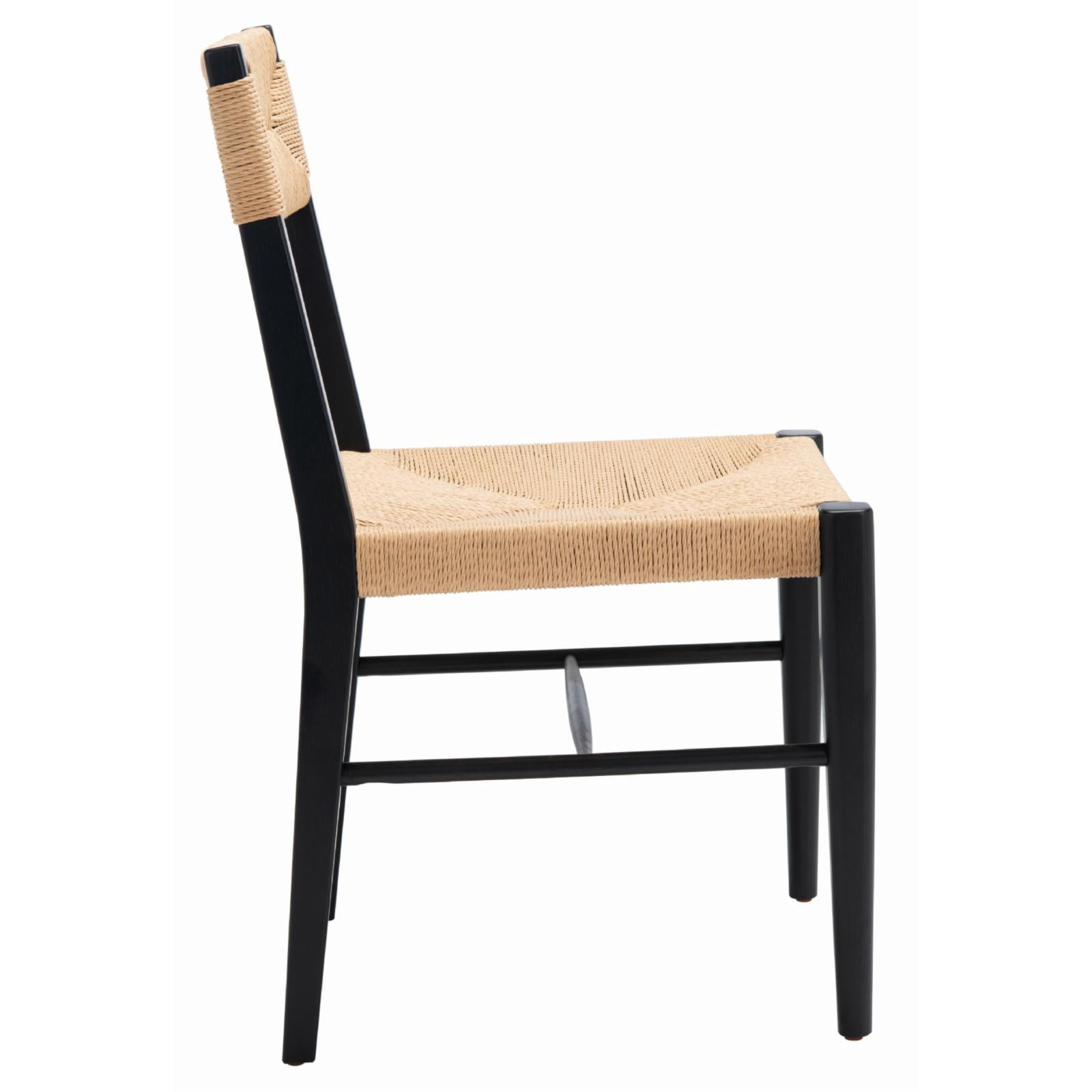 DRAGON GATE Rattan Dining Chairs Set Of 2 — Mid-Century Cantilever Design With Black Metal Frame