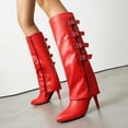 thumbnail image 2 of Mostsola Fold Over Knee High Boots Women Fashion Pointy Toe Stiletto Zip up Buckle Strap Heels, 2 of 9