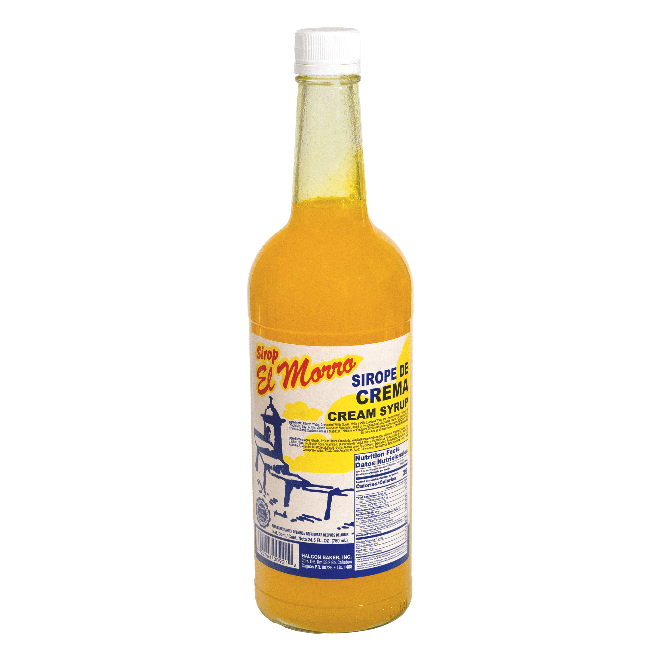 Sirop El Morro Cream Flavor Drink Mix Syrup, 24.5 oz, Liquid, Glass Bottle