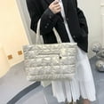thumbnail image 5 of Latrodar Women's Tote Bag Large Shoulder Bag,Tote Padded Winter Handbag Space Tote Bag Feather Shoulder Bag Shopping White Art&Crafts, 5 of 5