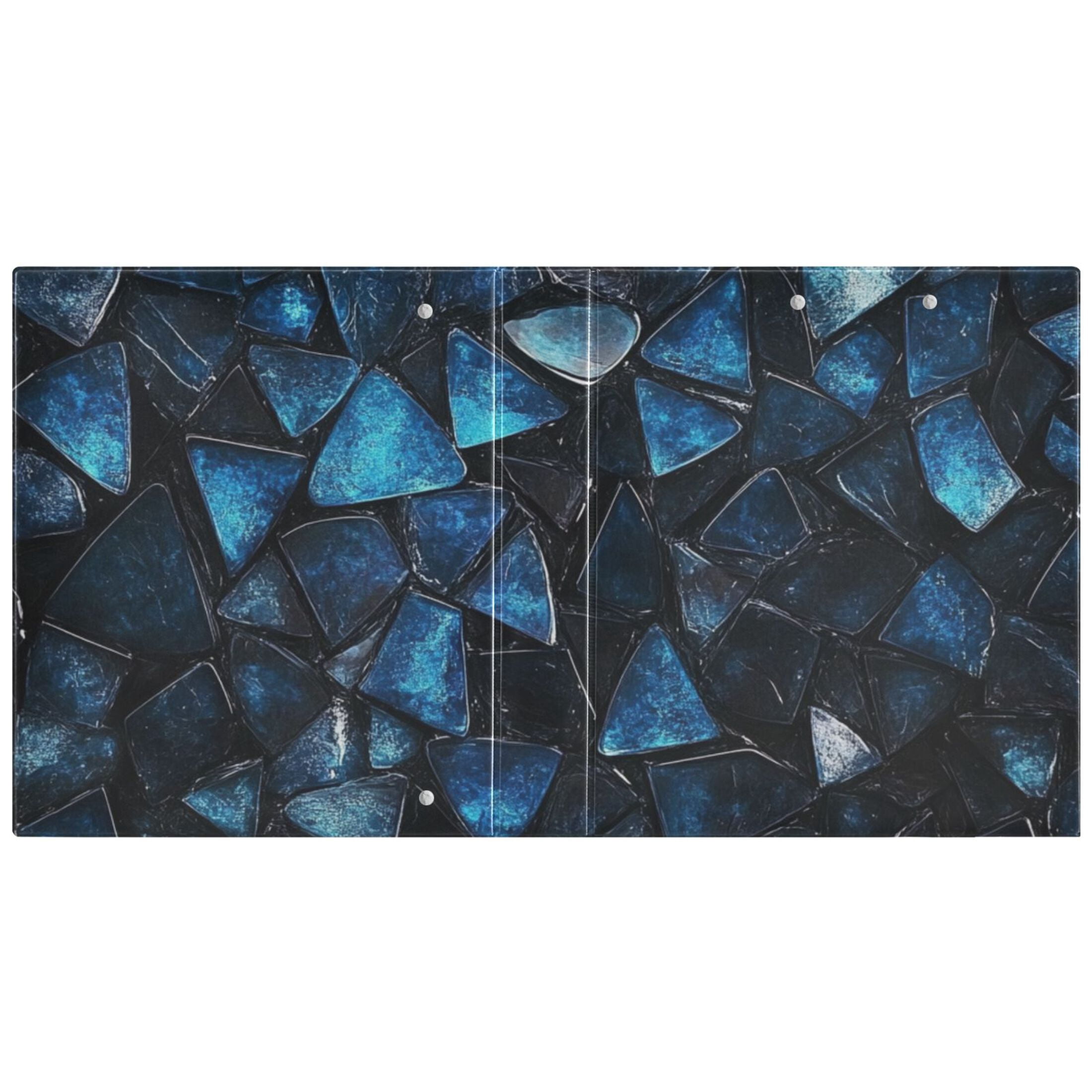 Blue Diamonds 3 Ring Binders 1.5 inch Hardcover File Folders with Interior Pockets A4 Size Organizer for School Office Hospital Set of 2
