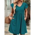 thumbnail image 5 of Women'S Summer Short Sundress Casual V Neck Ruffle Sleeve Mini Dress with Pockets XL, 5 of 9