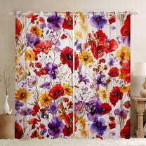 Feelyou Watercolor Floral Plant Black Out Curtains, Red Purple Flower Curtains Pack of 2 (42x63 Each), Teens Adult Girls Bedroom Curtains, Window Curtains Decor